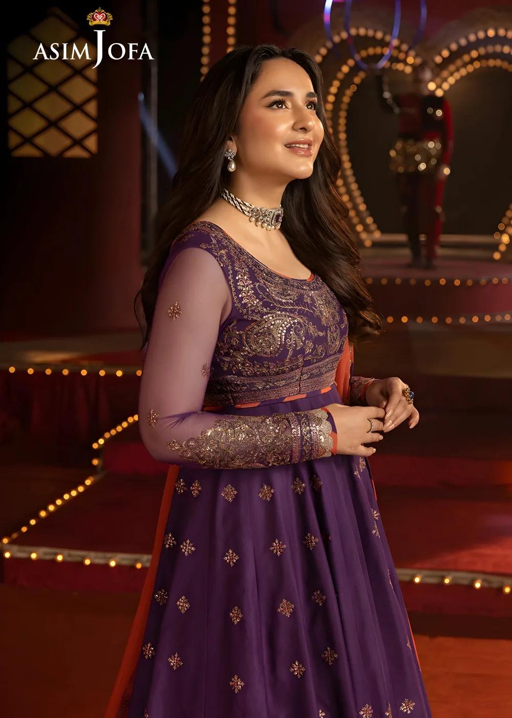 Asim Jofa 3-Piece Unstitched Embroidered Net Shirt with Embroidered Net Dupatta AJLFF-01