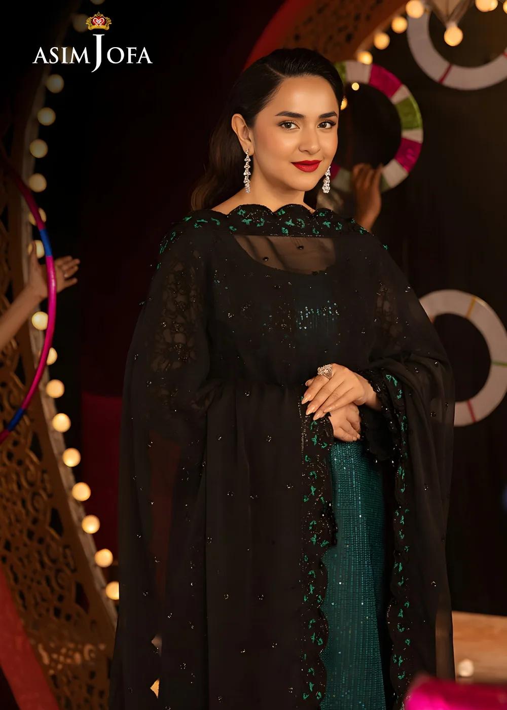 Asim Jofa 3-Piece Unstitched Embroidered Sequin Net Shirt with Embroidered Silk Dupatta AJLFF-20