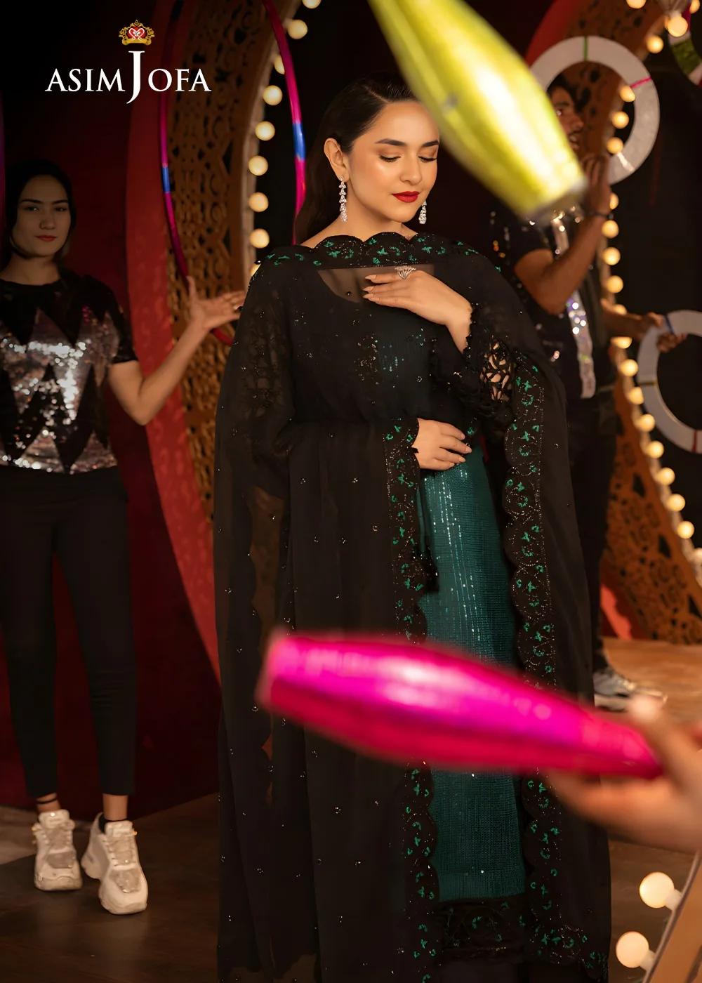 Asim Jofa 3-Piece Unstitched Embroidered Sequin Net Shirt with Embroidered Silk Dupatta AJLFF-20
