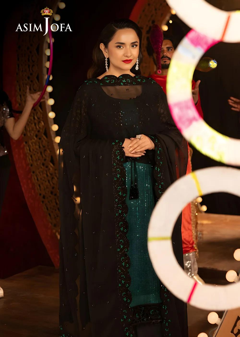 Asim Jofa 3-Piece Unstitched Embroidered Sequin Net Shirt with Embroidered Silk Dupatta AJLFF-20