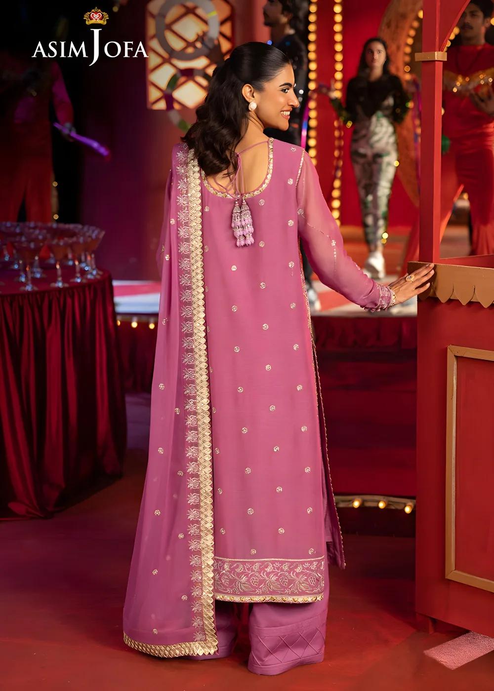 Asim Jofa 3-Piece Unstitched Luxury Embroidered Chiffon Shirt with Luxury Embroidered Chiffon Dupatta AJLFF-07