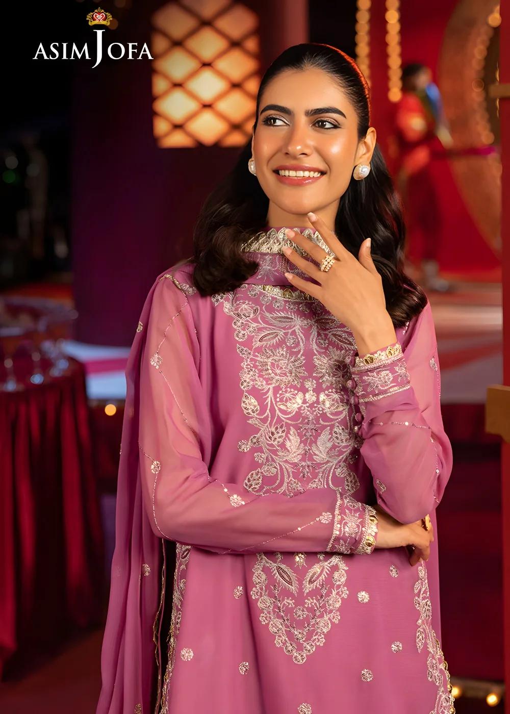 Asim Jofa 3-Piece Unstitched Luxury Embroidered Chiffon Shirt with Luxury Embroidered Chiffon Dupatta AJLFF-07