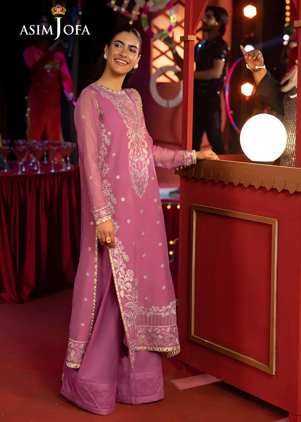 Asim Jofa 3-Piece Unstitched Luxury Embroidered Chiffon Shirt with Luxury Embroidered Chiffon Dupatta AJLFF-07