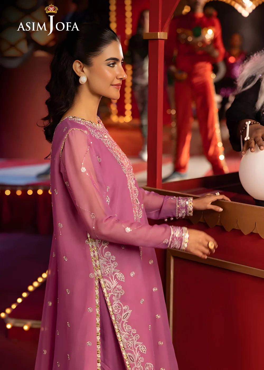 Asim Jofa 3-Piece Unstitched Luxury Embroidered Chiffon Shirt with Luxury Embroidered Chiffon Dupatta AJLFF-07