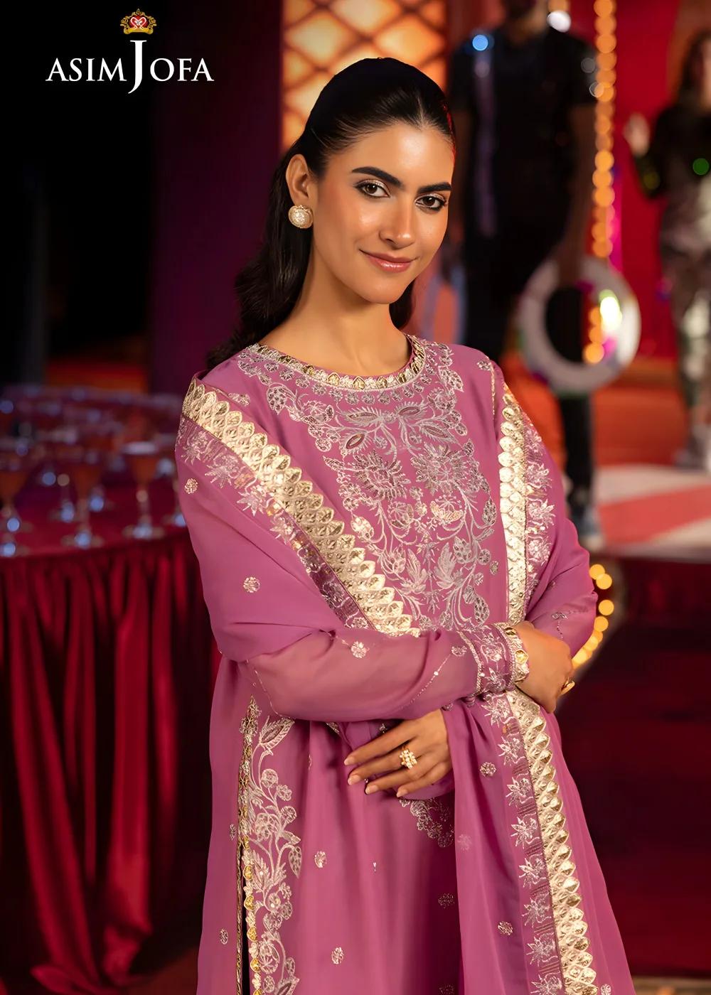 Asim Jofa 3-Piece Unstitched Luxury Embroidered Chiffon Shirt with Luxury Embroidered Chiffon Dupatta AJLFF-07