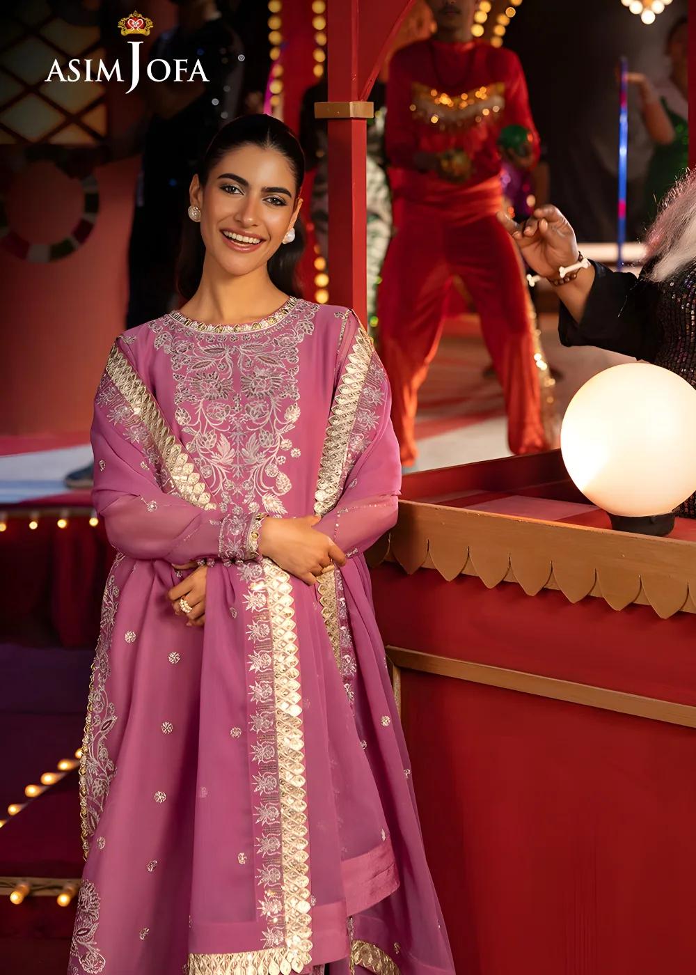 Asim Jofa 3-Piece Unstitched Luxury Embroidered Chiffon Shirt with Luxury Embroidered Chiffon Dupatta AJLFF-07