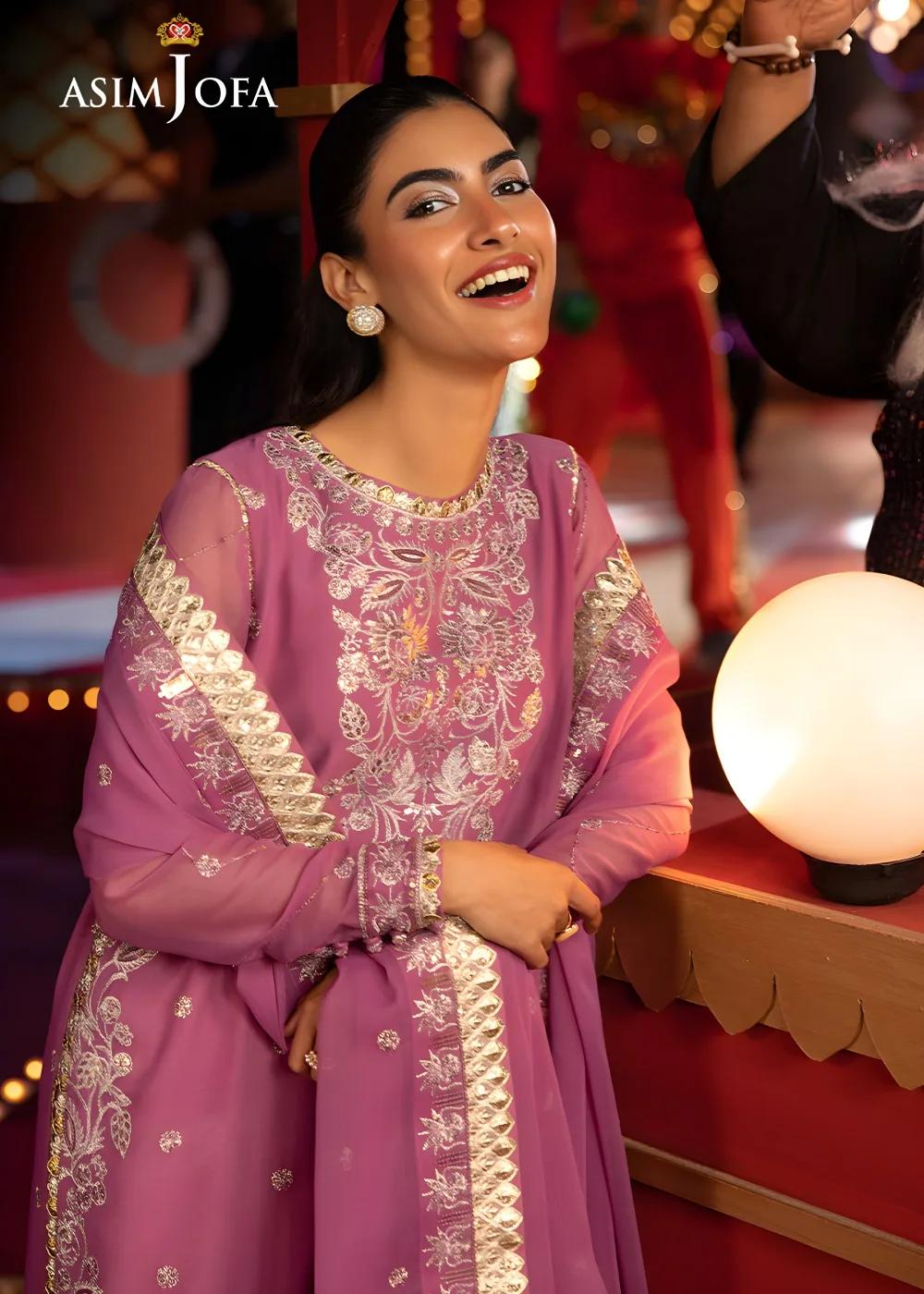 Asim Jofa 3-Piece Unstitched Luxury Embroidered Chiffon Shirt with Luxury Embroidered Chiffon Dupatta AJLFF-07