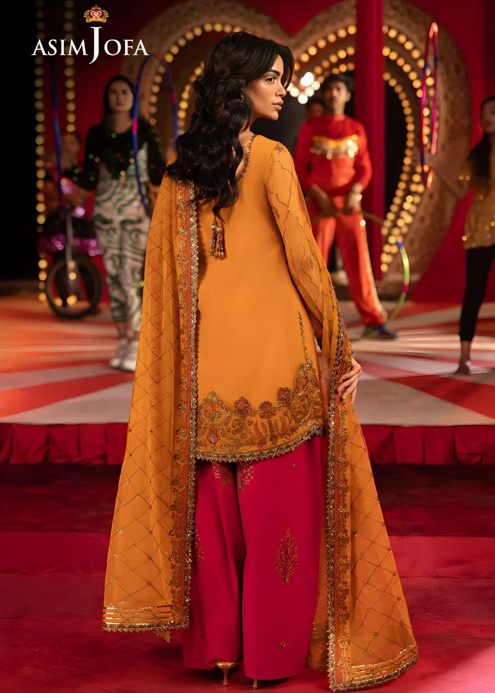 Asim Jofa 3-Piece Unstitched Luxury Embroidered Net Shirt with Luxury Embroidered Net Dupatta AJLFF-05