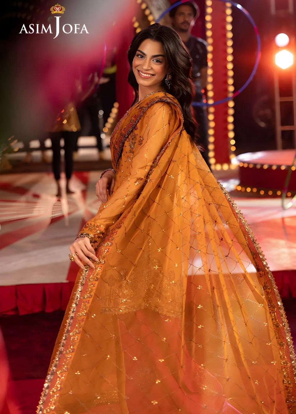 Asim Jofa 3-Piece Unstitched Luxury Embroidered Net Shirt with Luxury Embroidered Net Dupatta AJLFF-05