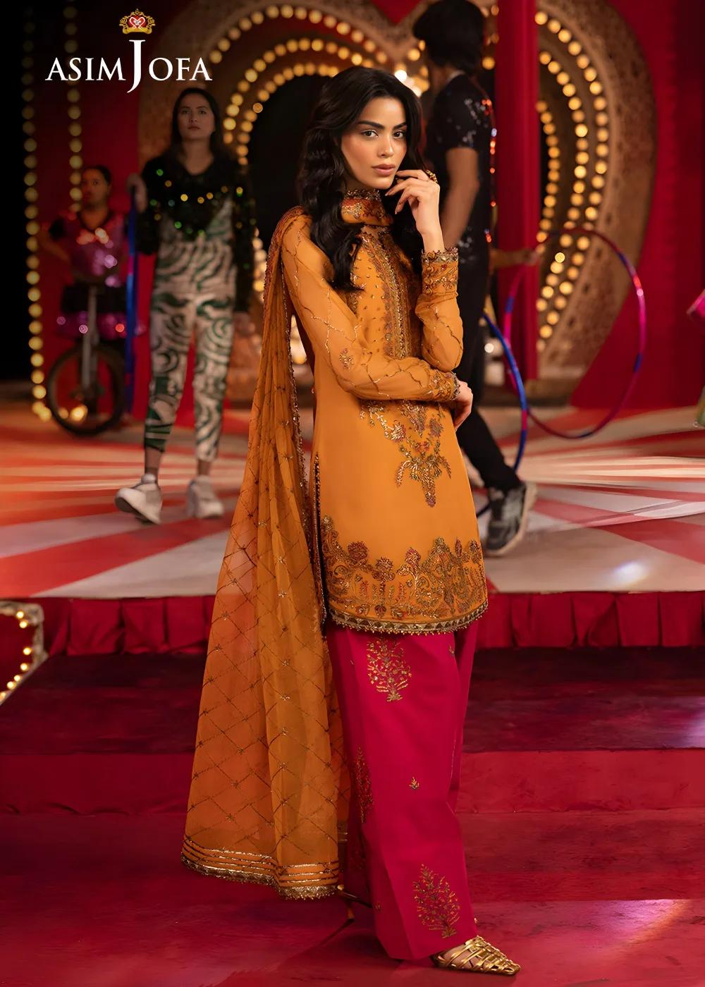 Asim Jofa 3-Piece Unstitched Luxury Embroidered Net Shirt with Luxury Embroidered Net Dupatta AJLFF-05