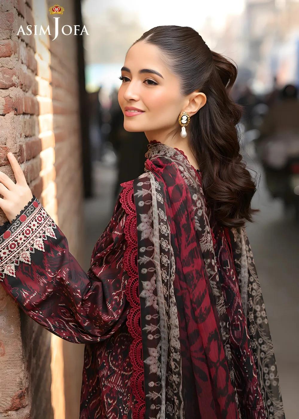 Asim Jofa 3-Piece Unstitched Luxury Printed Embroidered Lawn Shirt with Digital Printed Chiffon Dupatta AJUBF-50