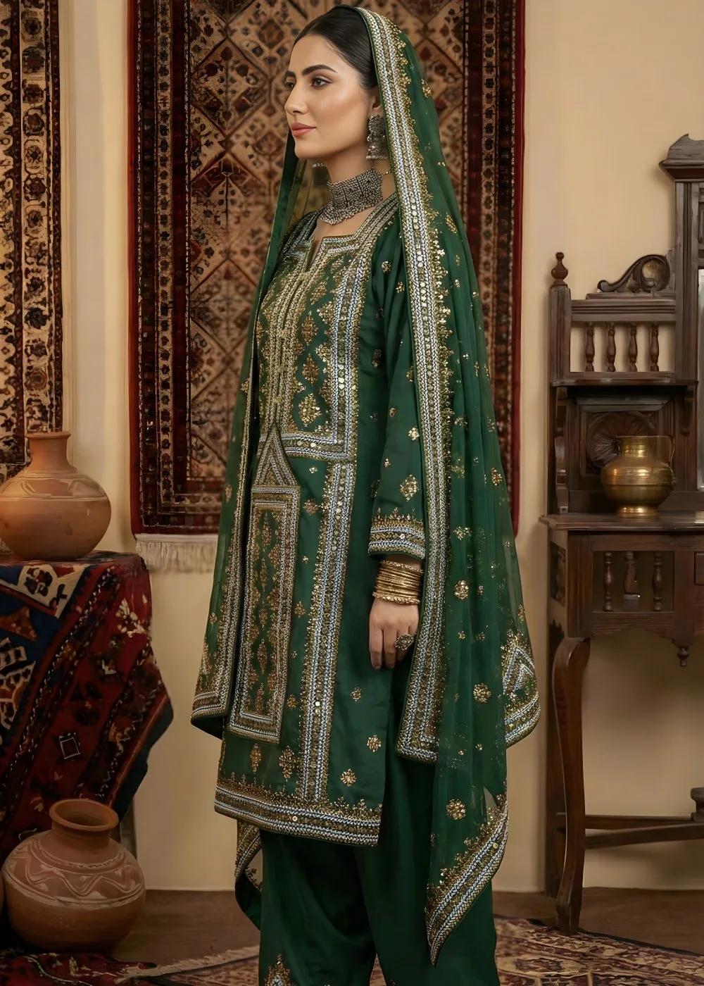 Askani Group 3-Piece Unstitched Luxury Embroidered Chiffon Shirt with Luxury Embroidered Chiffon Dupatta