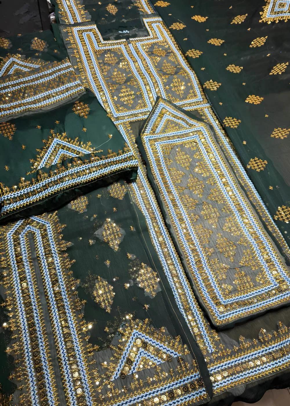 Askani Group 3-Piece Unstitched Luxury Embroidered Chiffon Shirt with Luxury Embroidered Chiffon Dupatta