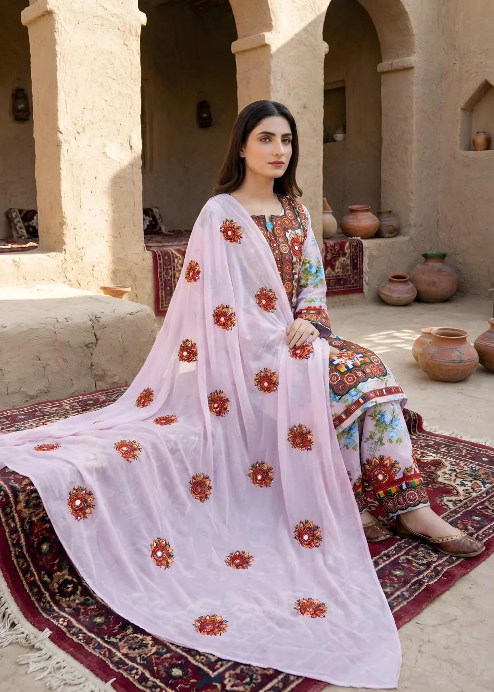 Askani Group 3-Piece Unstitched Luxury Embroidered Georgette Shirt with Luxury Embroidered Georgette Dupatta