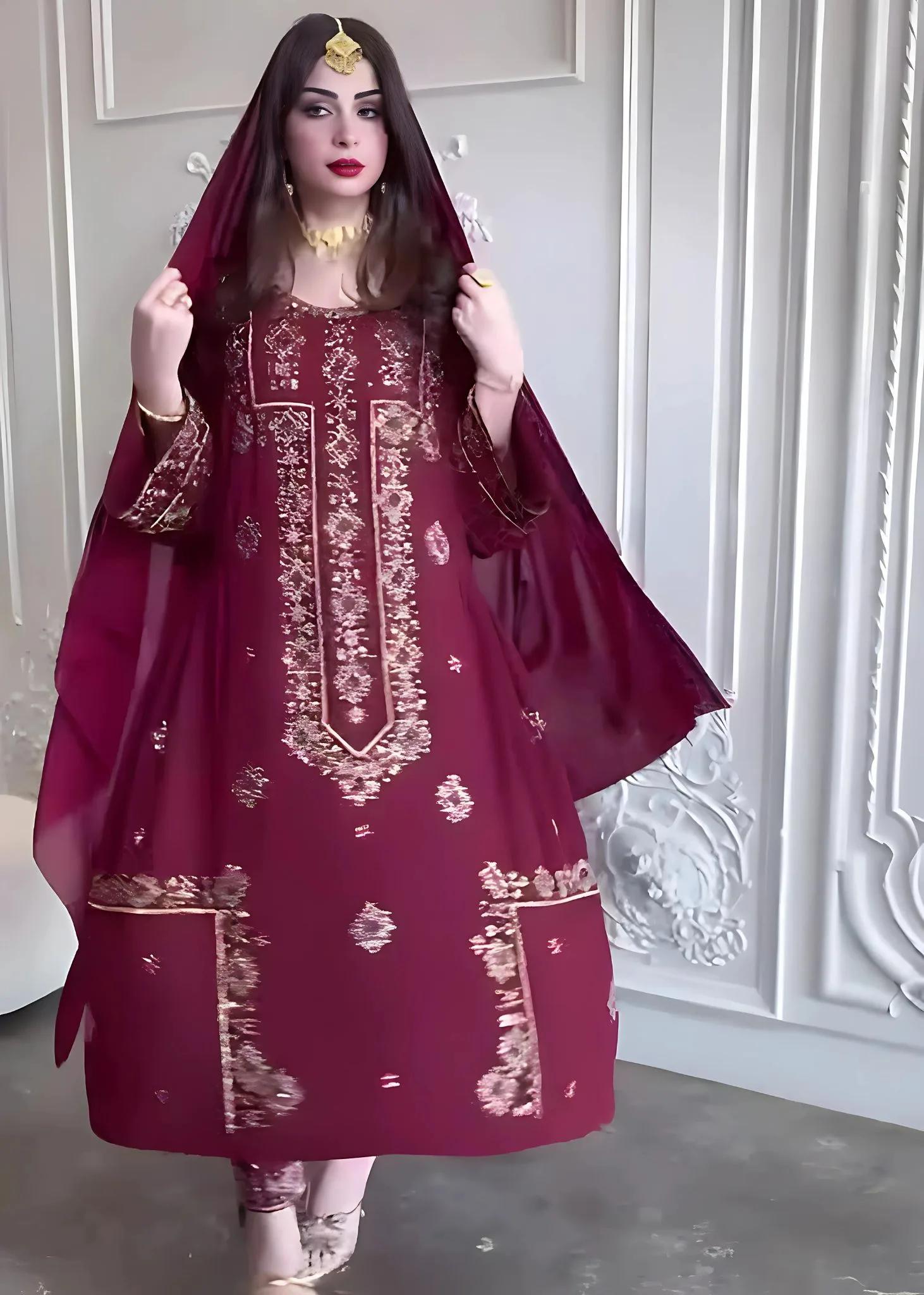 Askani Group 3-Piece Unstitched Premium Luxury Hand Banarsi Embroidered Chiffon Suit