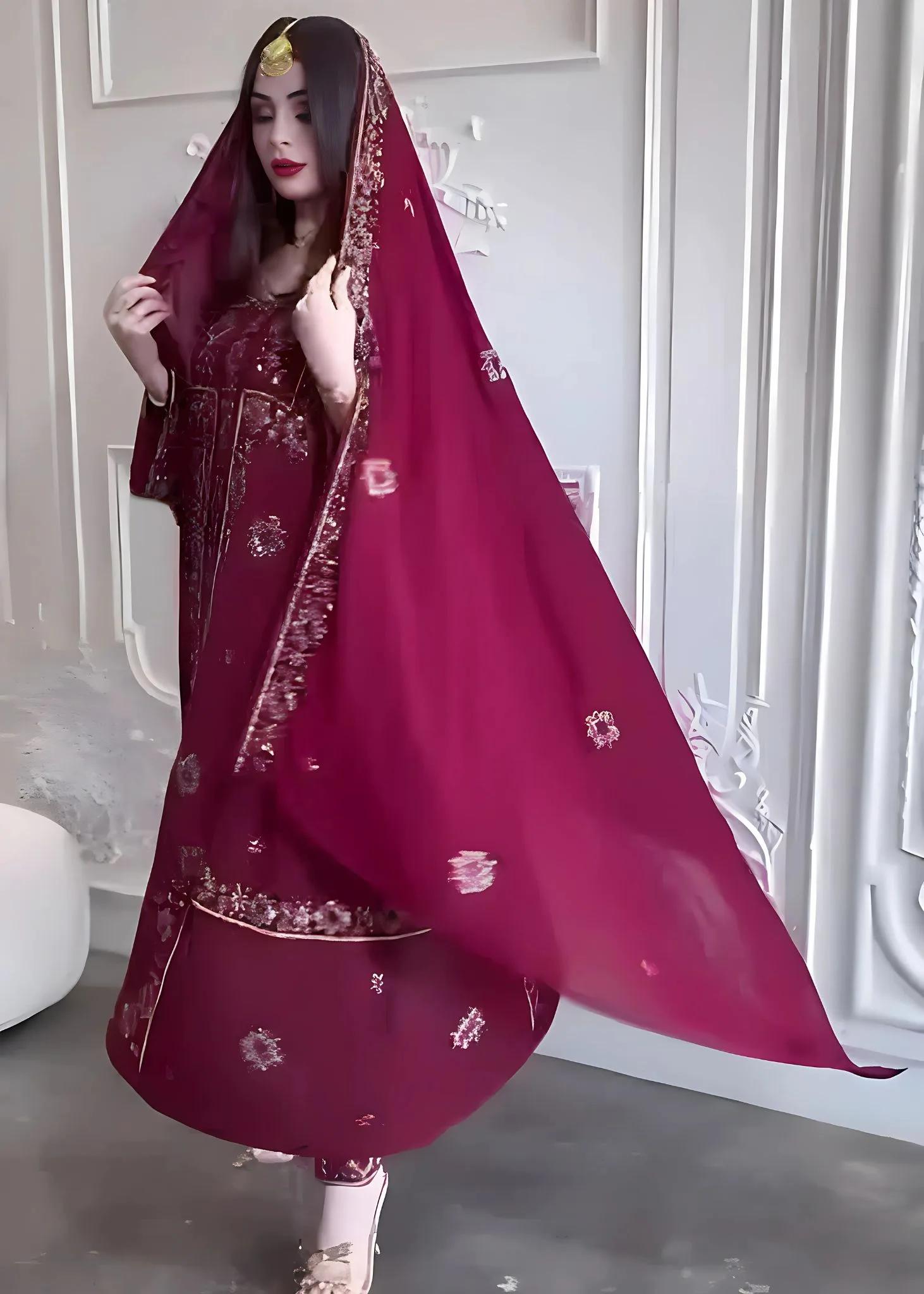 Askani Group 3-Piece Unstitched Premium Luxury Hand Banarsi Embroidered Chiffon Suit