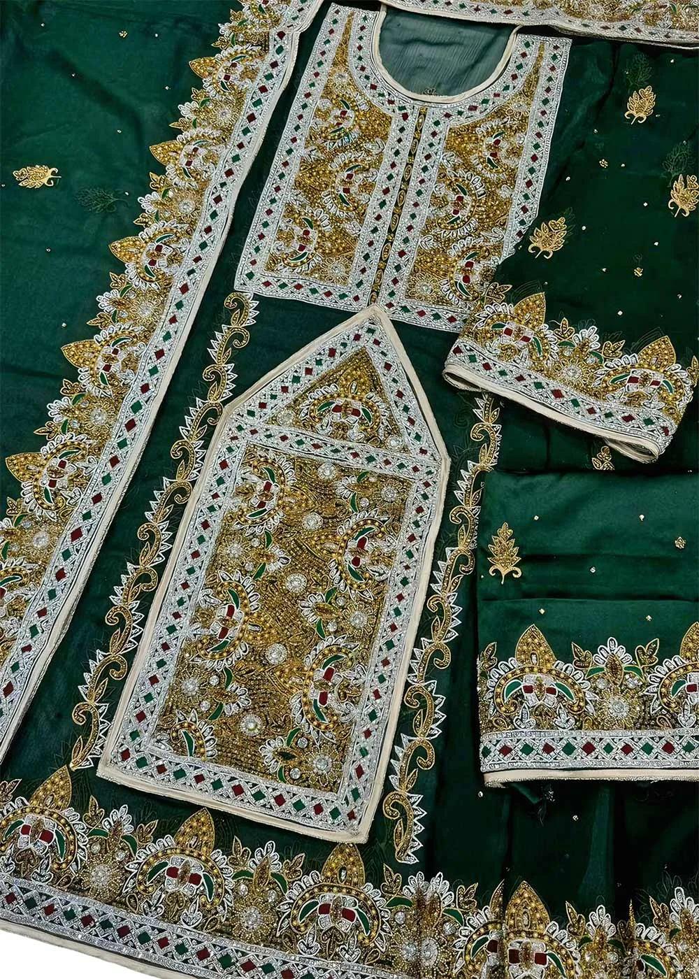 Askani Group Balochi Bridal Dress 3-Piece Unstitched Premium Luxury Hand Embroidered Chiffon Suit