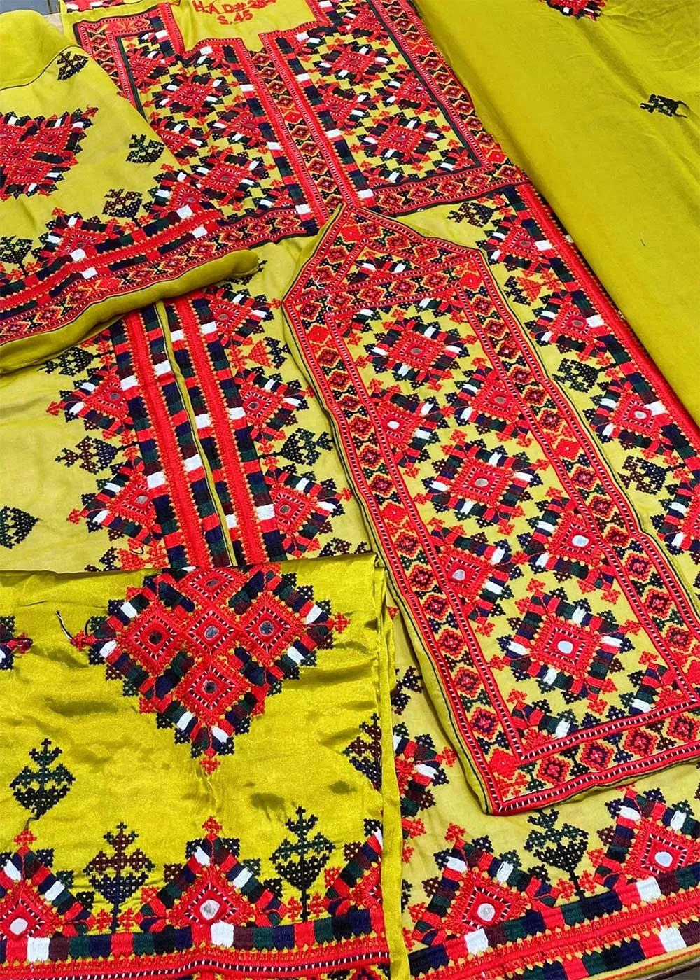 Askani Group Balochi Clothes 3-Piece Unstitched Heavy Embroidered Suit