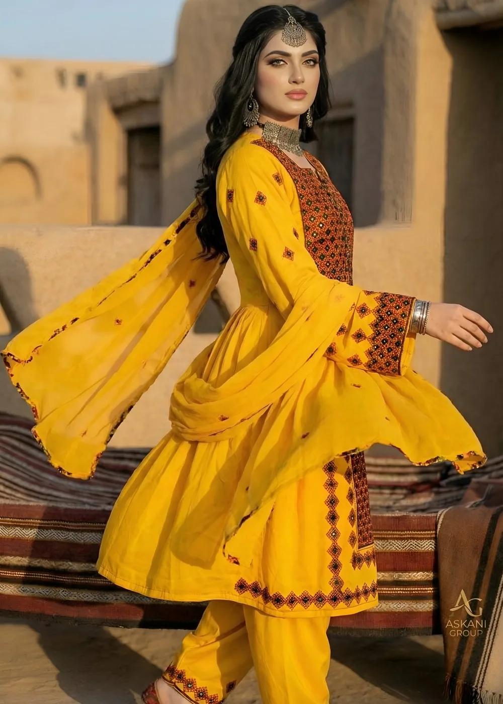 Askani Group Balochi Doch 3-Piece Unstitched Embroidered Manjan Shirt with Embroidered Manjan Dupatta