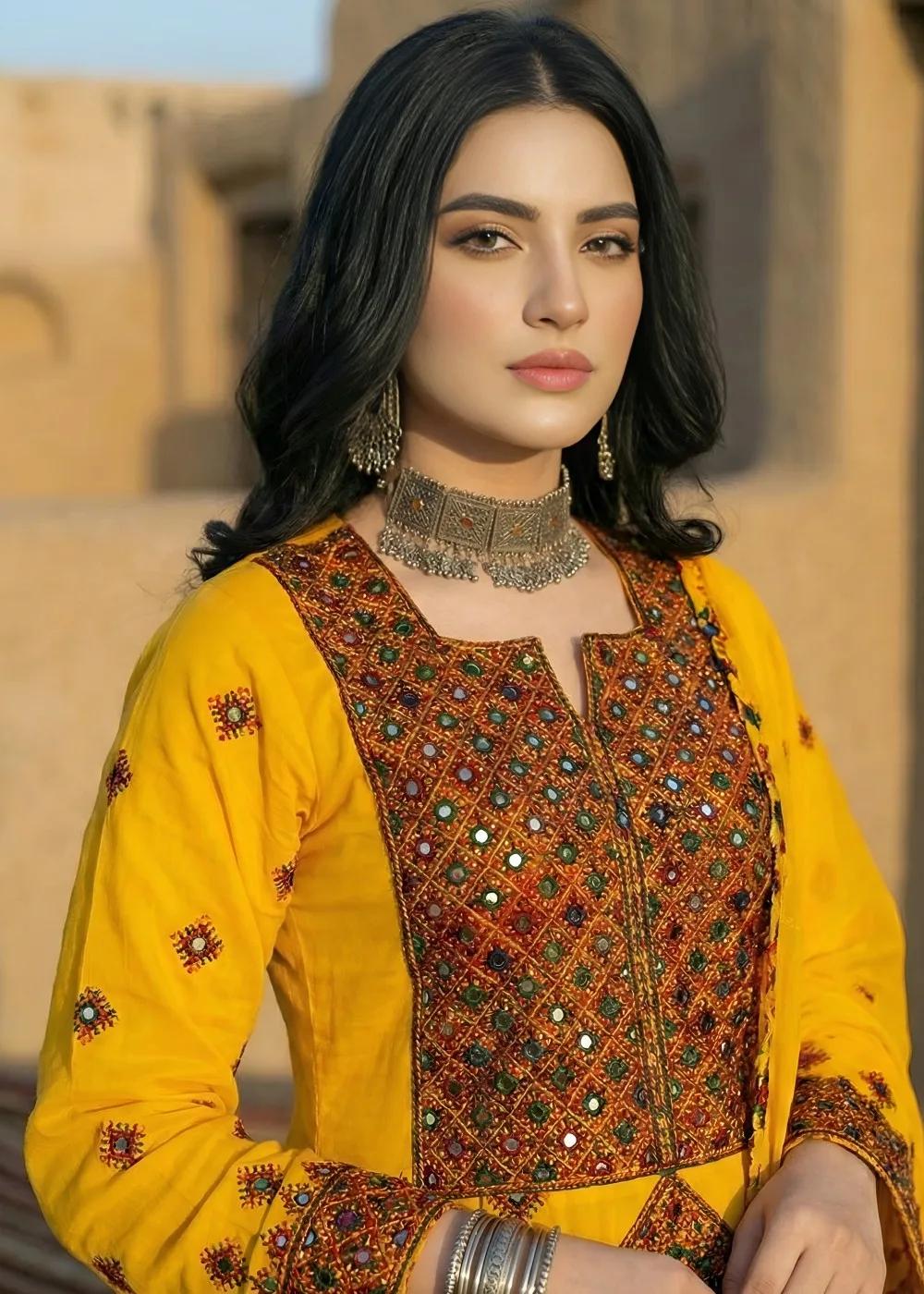 Askani Group Balochi Doch 3-Piece Unstitched Embroidered Manjan Shirt with Embroidered Manjan Dupatta