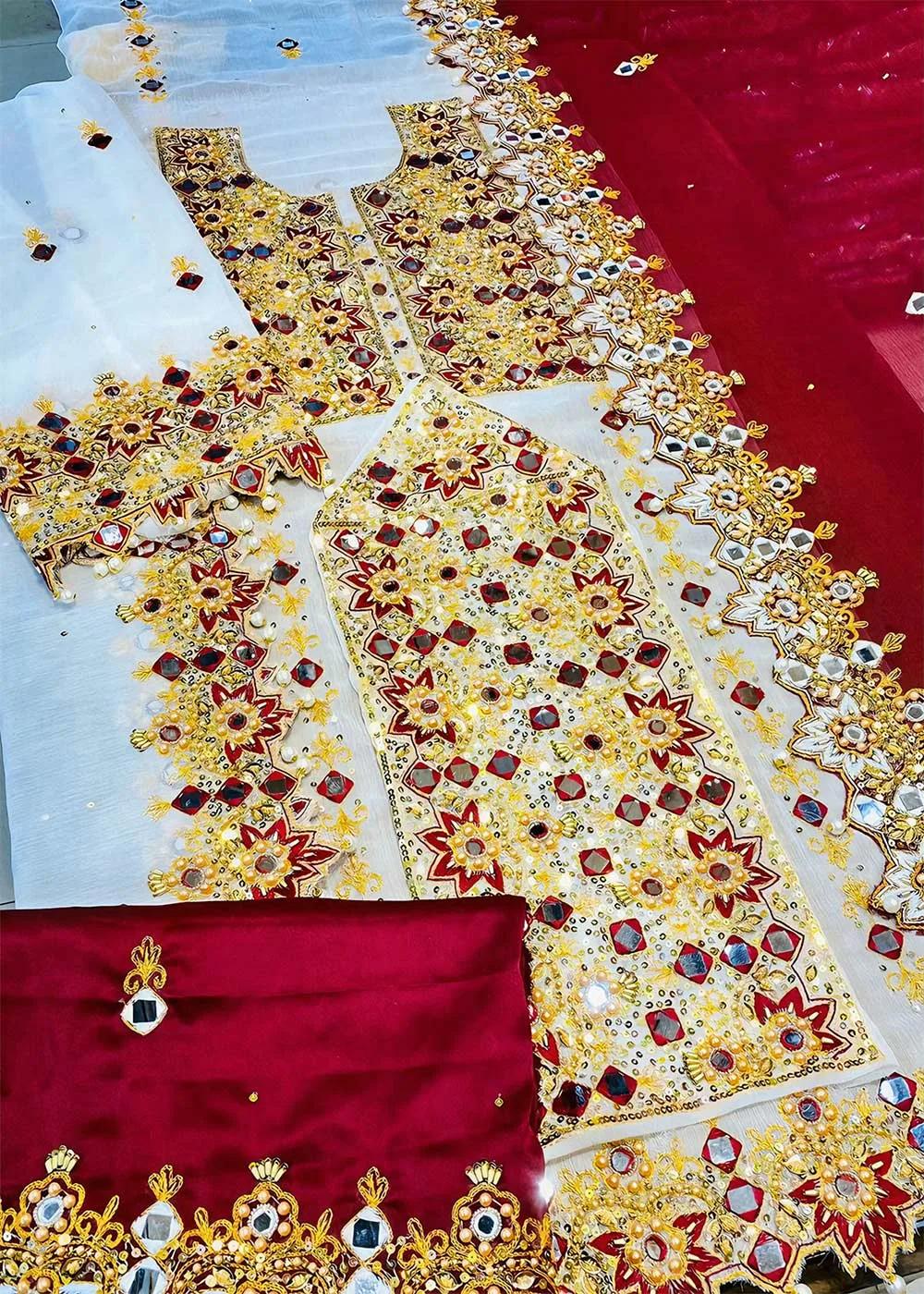 Askani Group Balochi Party Wear 3-Piece Unstitched Premium Embroidered Luxury Chiffon Suit