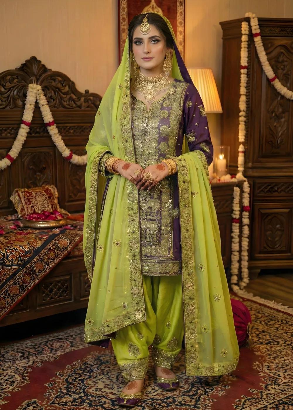 Askani Group Balochi Wedding Dress 3-Piece Unstitched Hand Embroidered Chiffon Shirt with Hand Embroidered Chiffon Dupatta