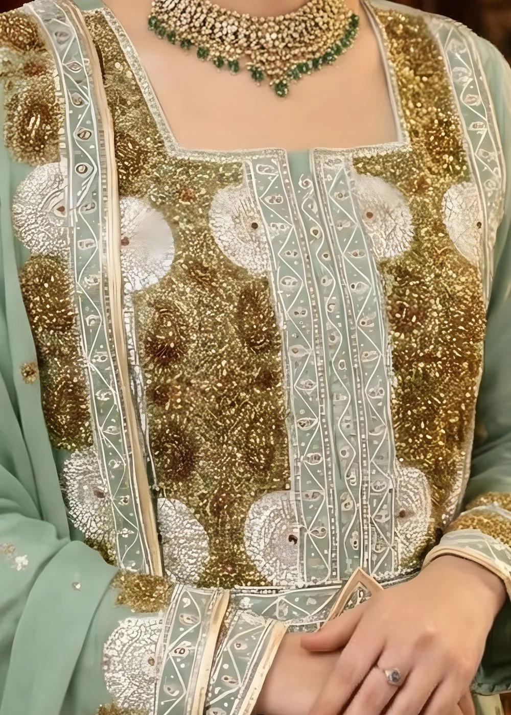 Askani Group Balochi Wedding Dress 3-Piece Unstitched Hand Embroidered Chiffon Suit