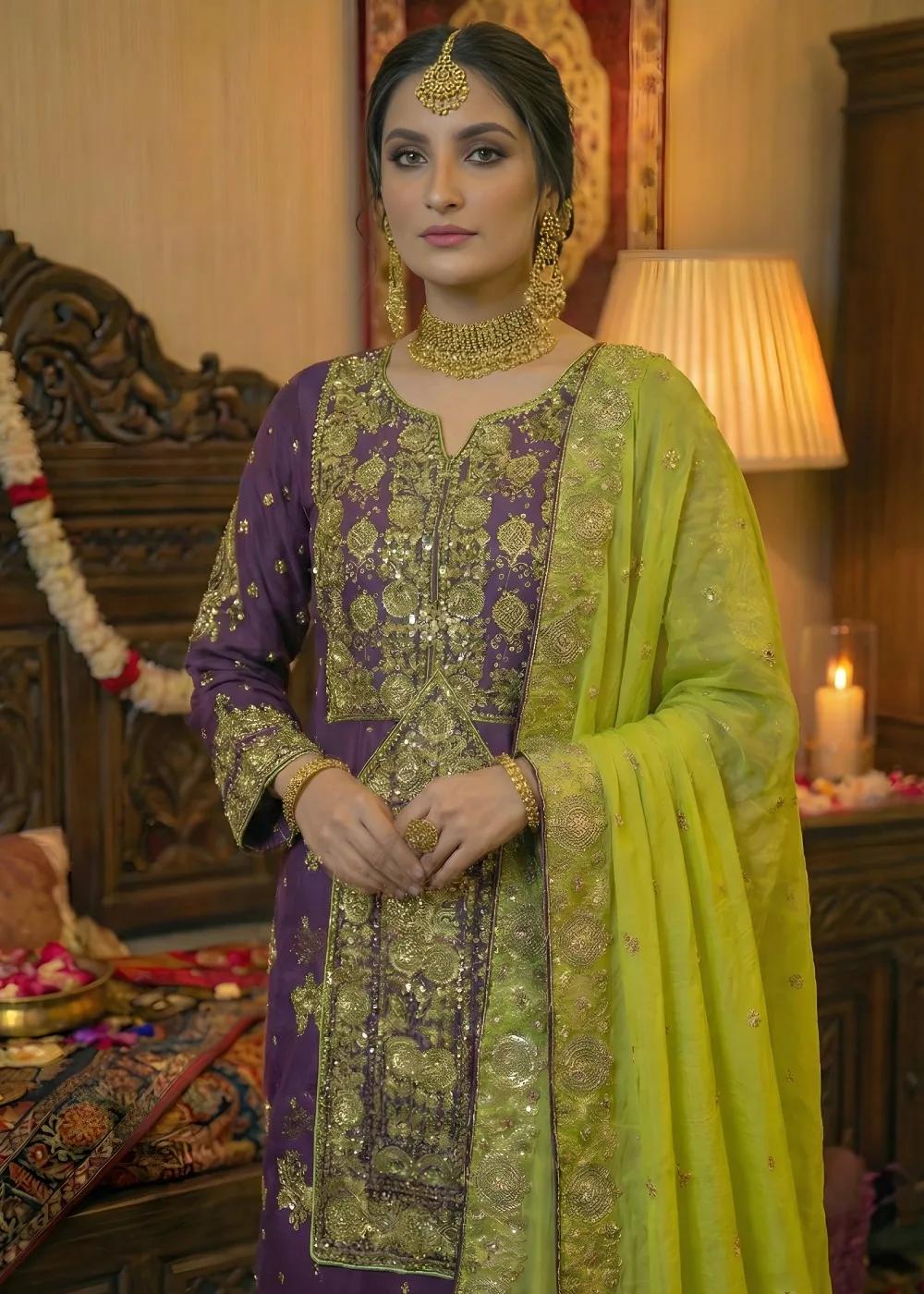 Askani Group Balochi Wedding Dress 3-Piece Unstitched Hand Embroidered Chiffon Shirt with Hand Embroidered Chiffon Dupatta