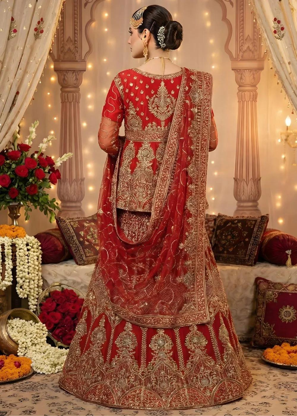 Askani Group Bridal Sharara Suit Heavily Embroidered on Net with Short Shirt with Dupatta – Ready to Wear