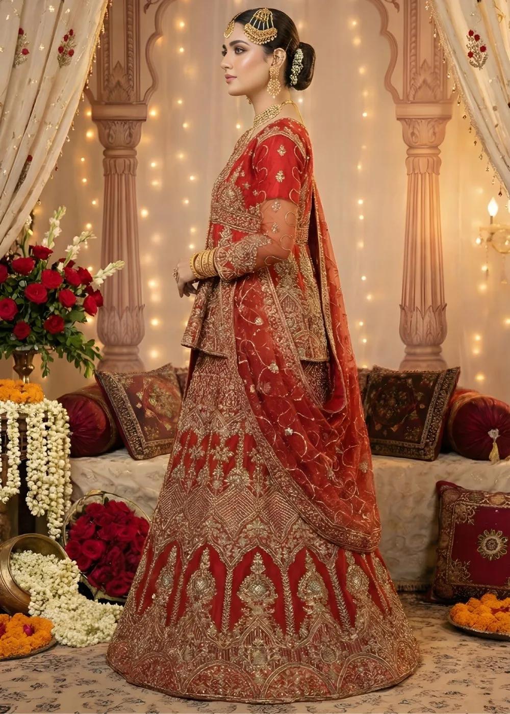 Askani Group Bridal Sharara Suit Heavily Embroidered on Net with Short Shirt with Dupatta – Ready to Wear