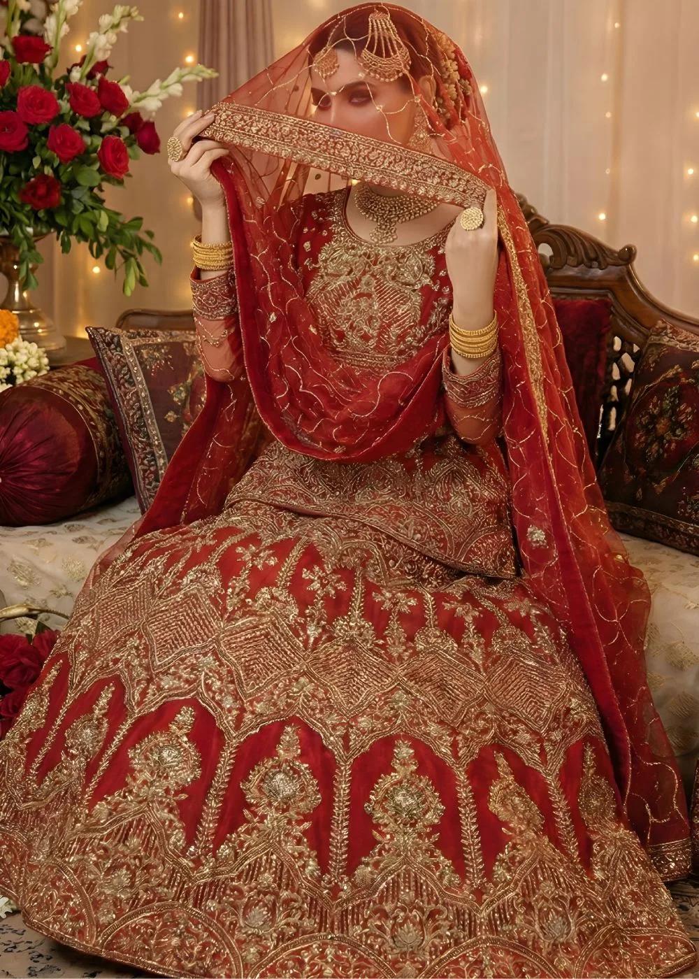 Askani Group Bridal Sharara Suit Heavily Embroidered on Net with Short Shirt with Dupatta – Ready to Wear