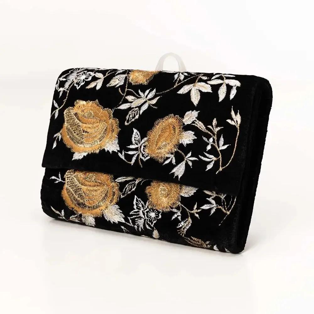 Askani Group Women's Handbag & Shoulder Bag - Black Embroidered Clutch for Women – Elegant Handbag & Shoulder Bag for Evening, Casual & Special Occasions – Durable & Stylish