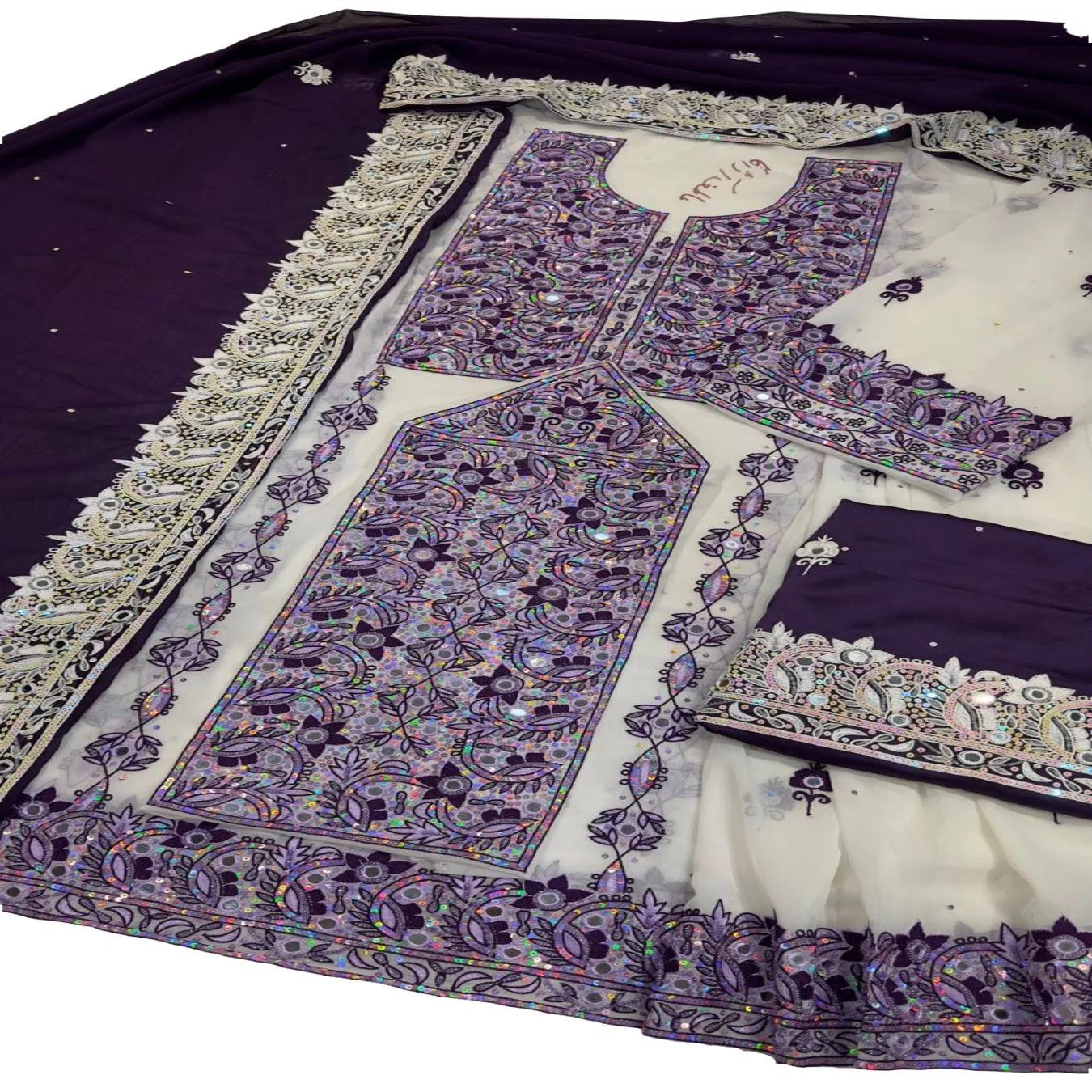 Balochi Dress Heavy Embroidered with Sequence - A Timeless 3-Piece Chiffon Suit by Askani Group