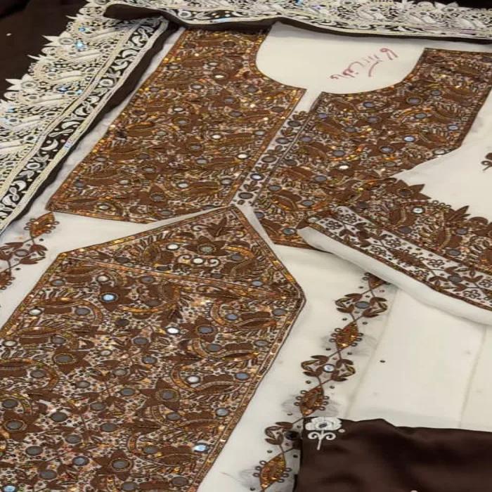 Balochi Dress Heavy Embroidered with Sequence - A Timeless 3-Piece Chiffon Suit by Askani Group