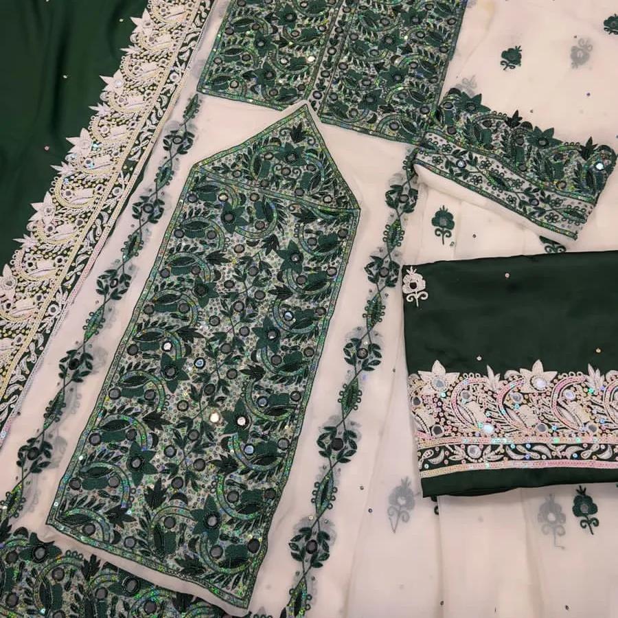 Balochi Dress Heavy Embroidered with Sequence - A Timeless 3-Piece Chiffon Suit by Askani Group