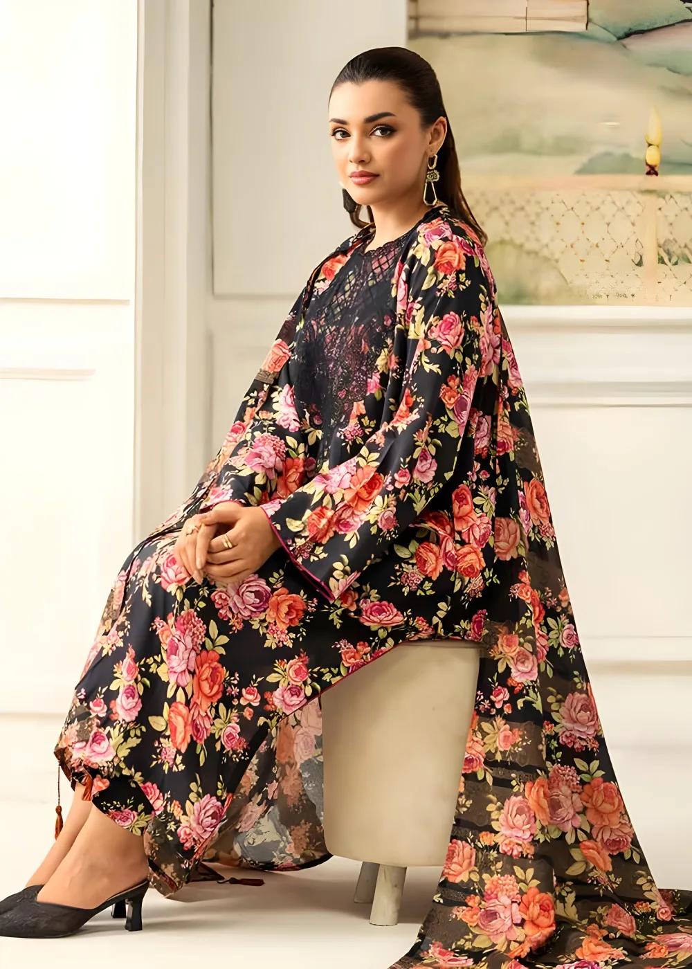 Brenish 3-Piece Unstitched Digital Printed Linen Bana Dora Suit