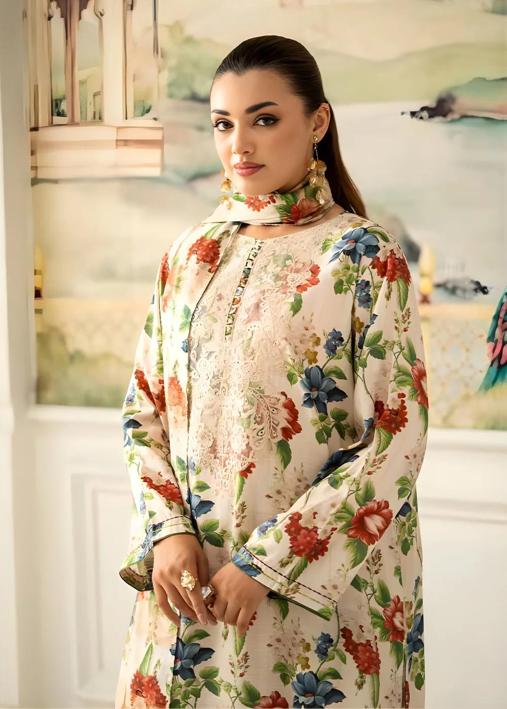 Brenish 3-Piece Unstitched Digital Printed Linen Bana Dora Suit
