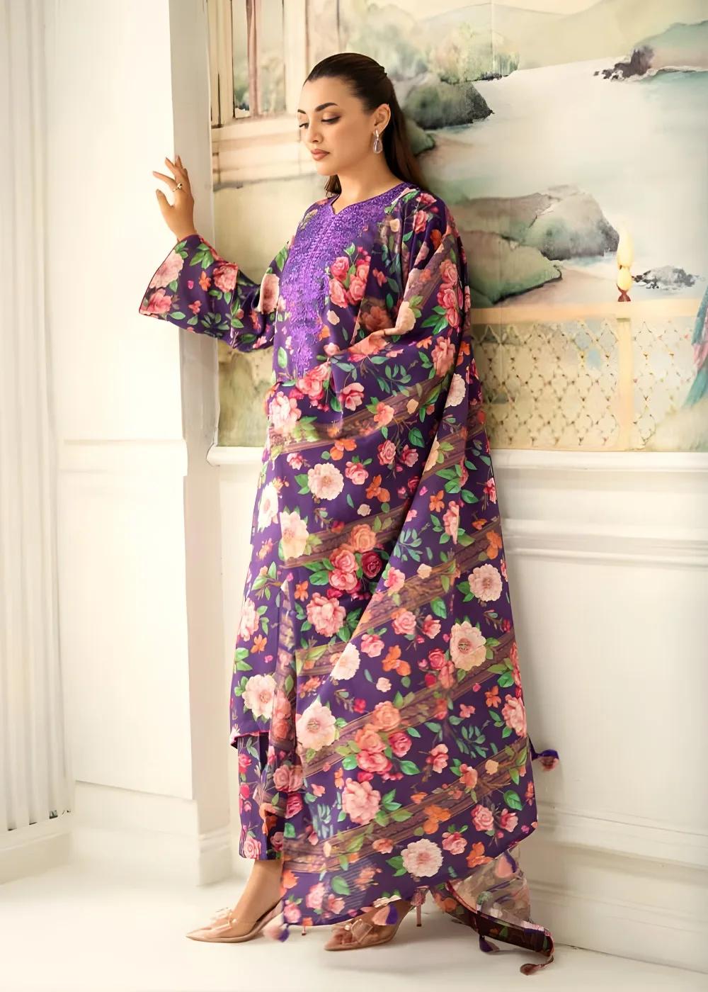 Brenish 3-Piece Unstitched Digital Printed Linen Bana Dora Suit
