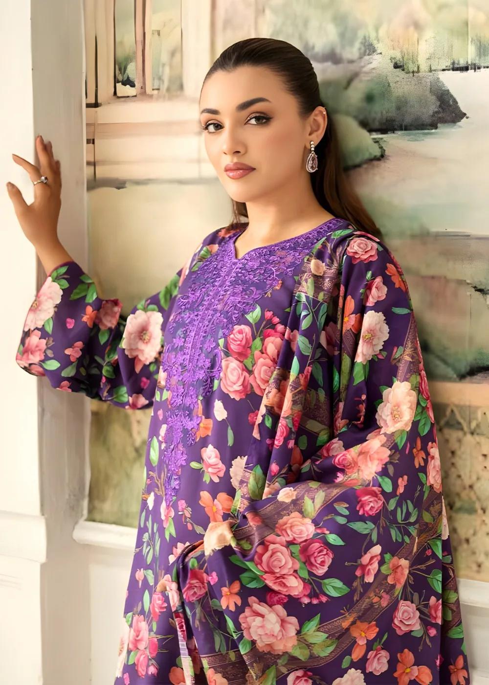 Brenish 3-Piece Unstitched Digital Printed Linen Bana Dora Suit