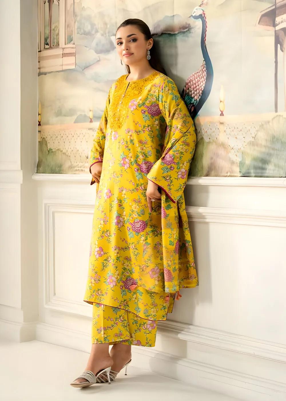Brenish 3-Piece Unstitched Digital Printed Linen Bana Dora Suit