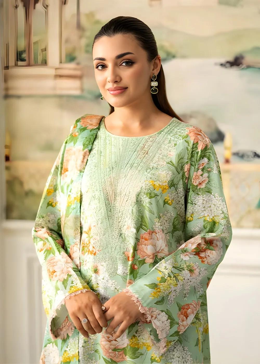 Brenish 3-Piece Unstitched Digital Printed Linen Bana Dora Suit