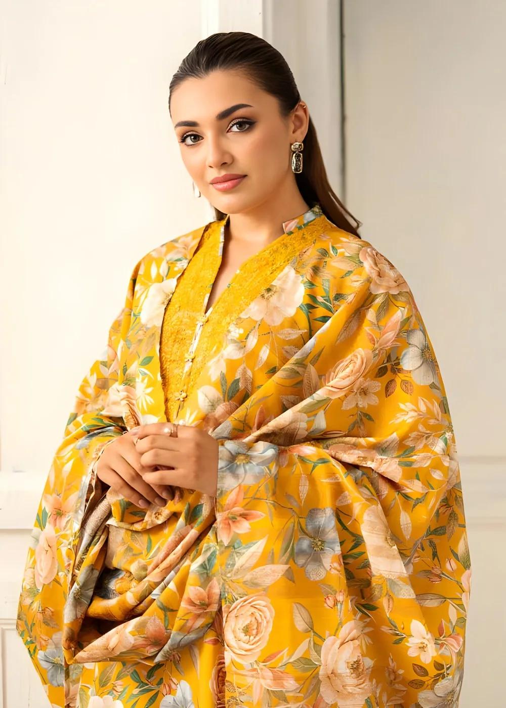 Brenish 3-Piece Unstitched Digital Printed Linen Bana Dora Suit