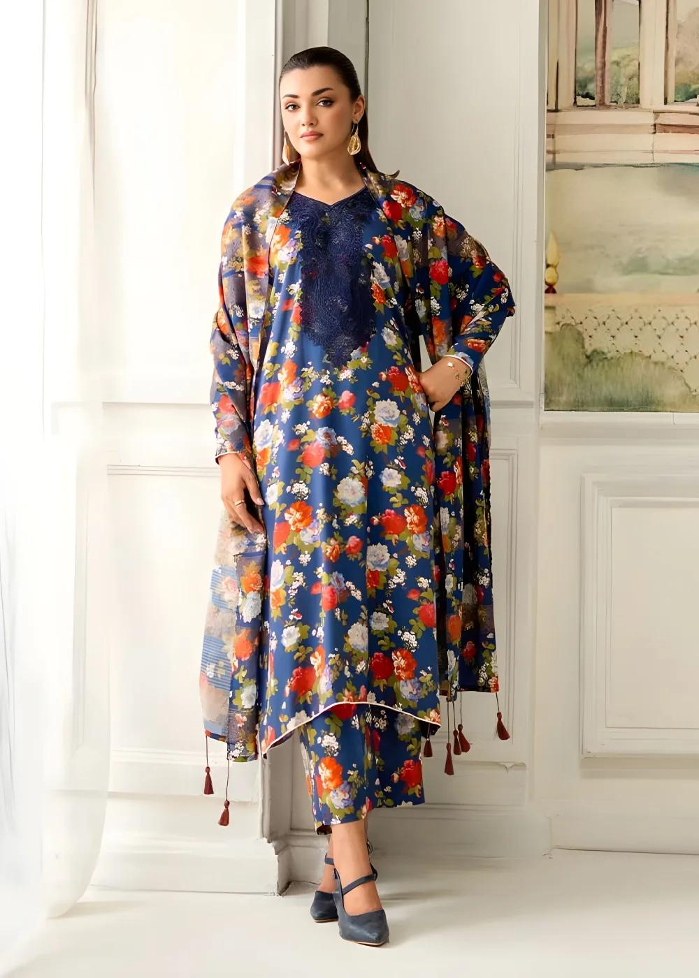 Brenish 3-Piece Unstitched Digital Printed Linen Bana Dora Suit