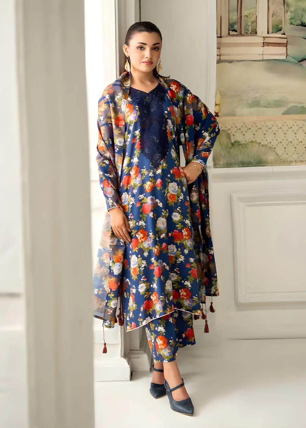 Brenish 3-Piece Unstitched Digital Printed Linen Bana Dora Suit