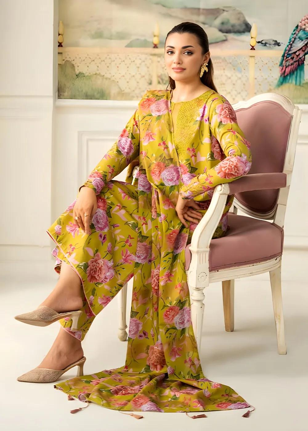 Brenish 3-Piece Unstitched Digital Printed Linen Bana Dora Suit