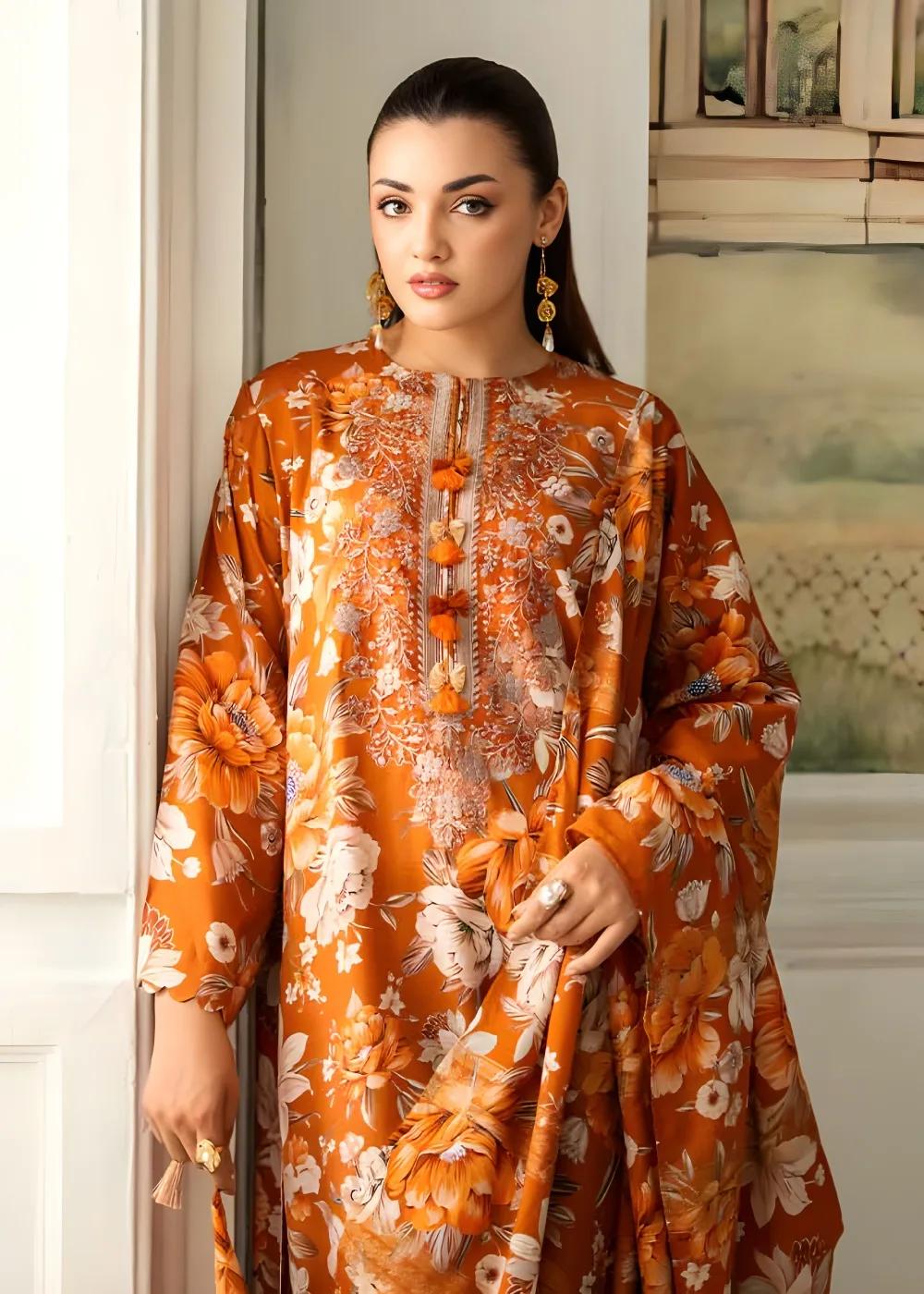 Brenish 3-Piece Unstitched Digital Printed Linen Bana Dora Suit