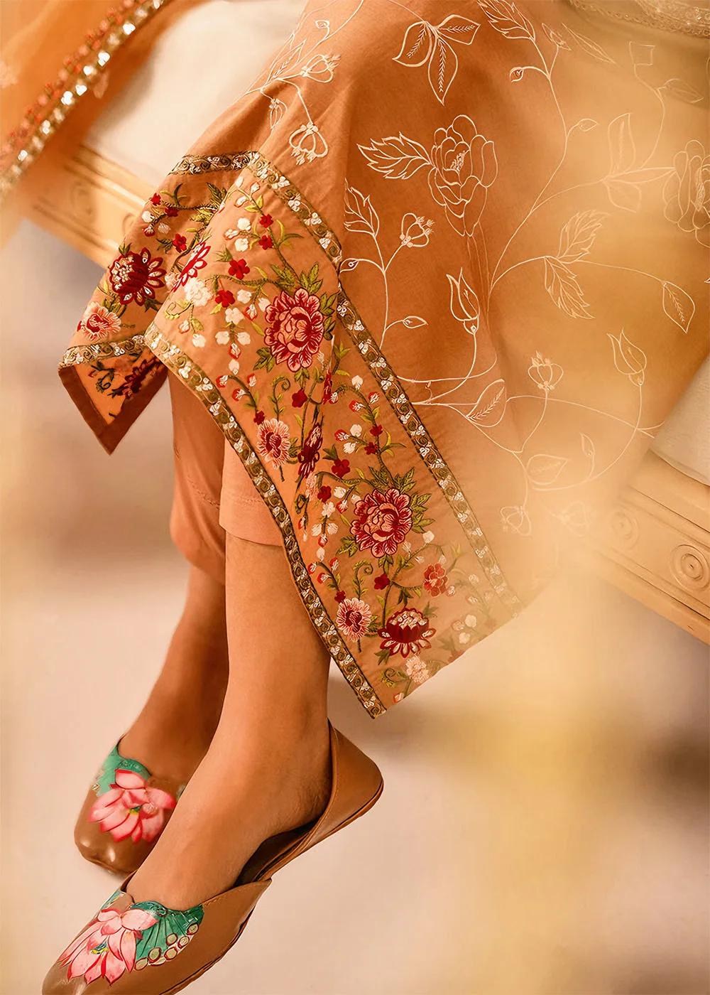 Cross Stitch Rustic Brown 3-Piece Luxury Embroidered Lawn Suit