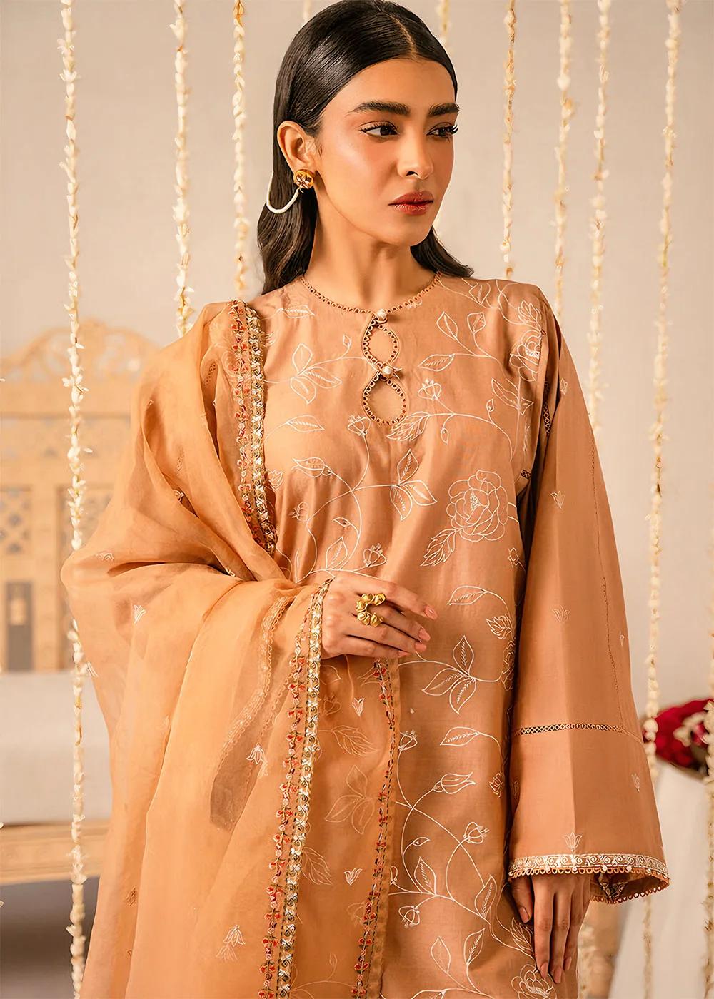 Cross Stitch Rustic Brown 3-Piece Luxury Embroidered Lawn Suit