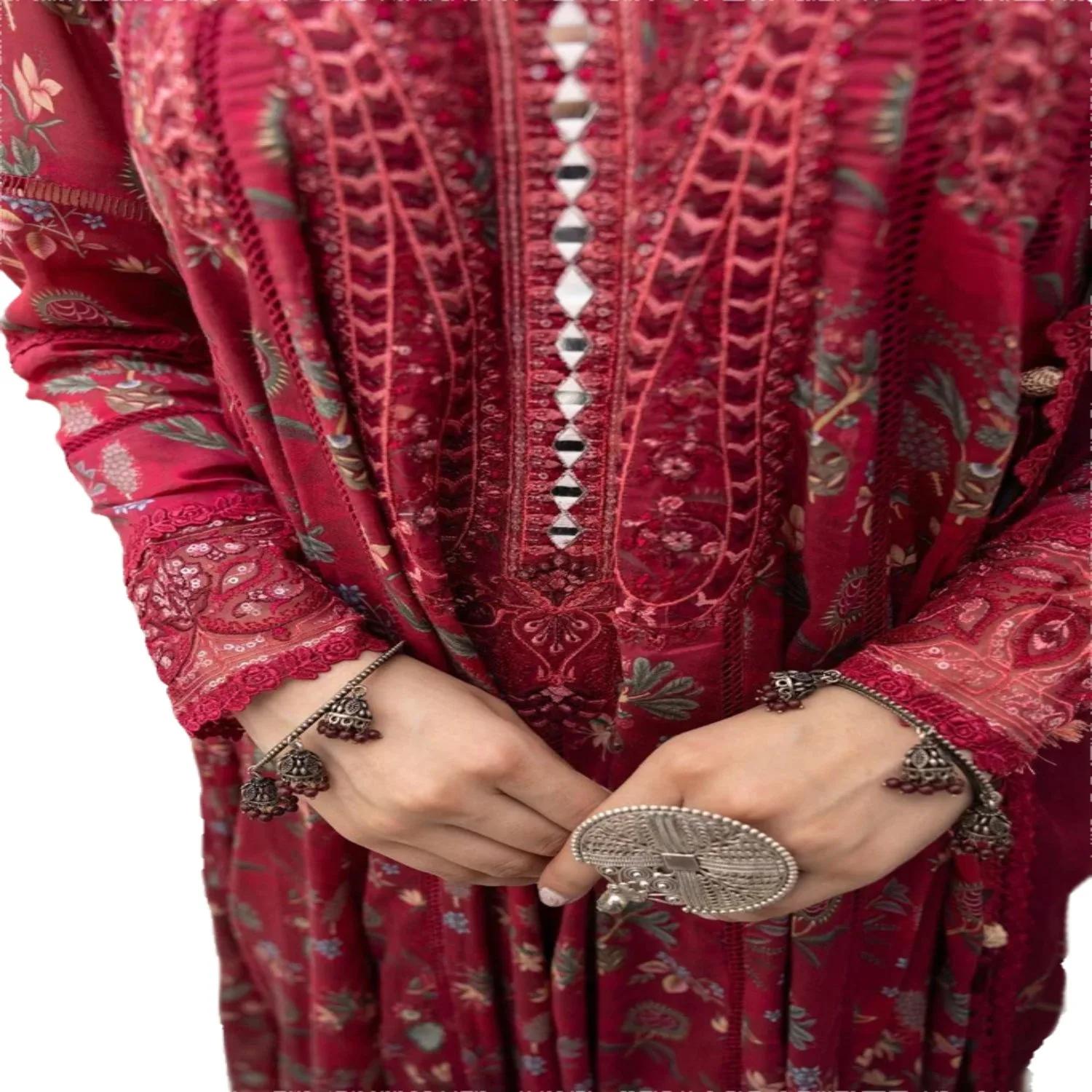 Embrace Elegance: Faiza Faisal Sale - SILA 3-Piece Unstitched Bliss with Embroidered Splendor & Digital Dreamscape Dupatta