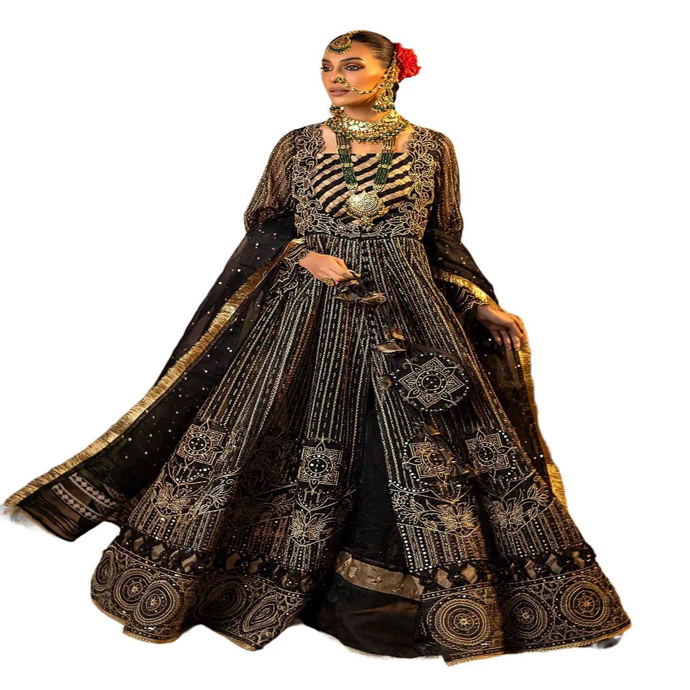 Embrace Elegance: Malika-E-Jahan Unstitched Luxury Organza Suit | Wedding Party Wear Dresses by Faiza Faisal